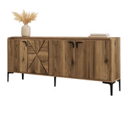 Madia Elini, Credenza 2 Ripiani, 180x35x78h cm Marrone Noce