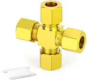 Connettore a compressione 6 mm - Ottone - Connettore a tubo a quattro vie - Flessibile - Per combustibile/gas/acqua/aria - Resistente a alta pressione