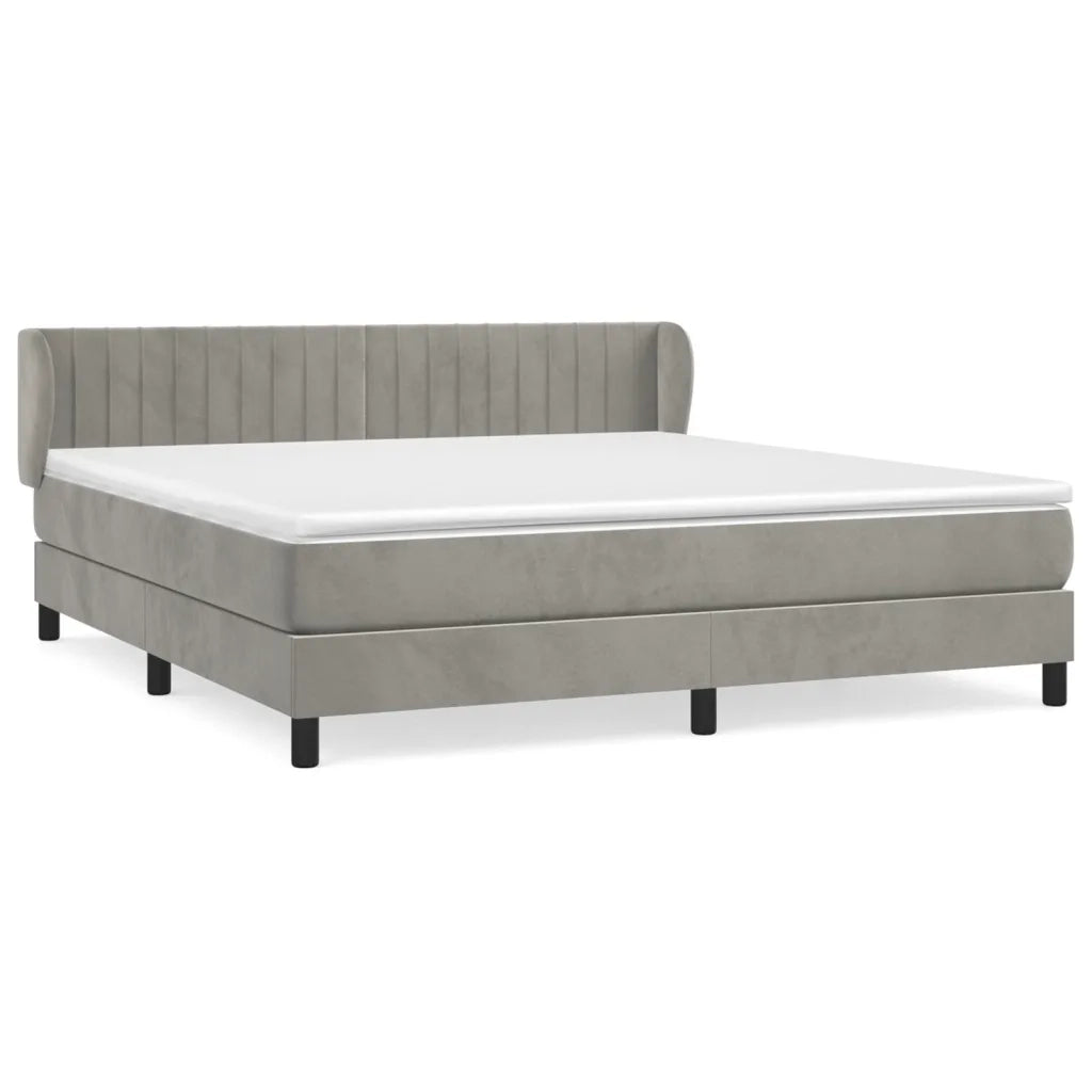 Giroletto a Molle con Materasso Grigio Chiaro 160x200cm Velluto cod mxl 36611