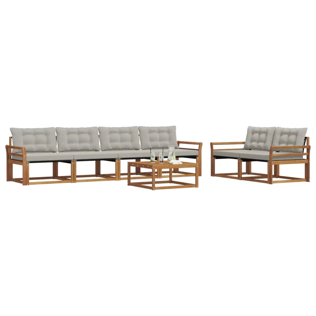 Set di divani da esterno 7 pcs Grigio Naturale e Chiaro 3369218