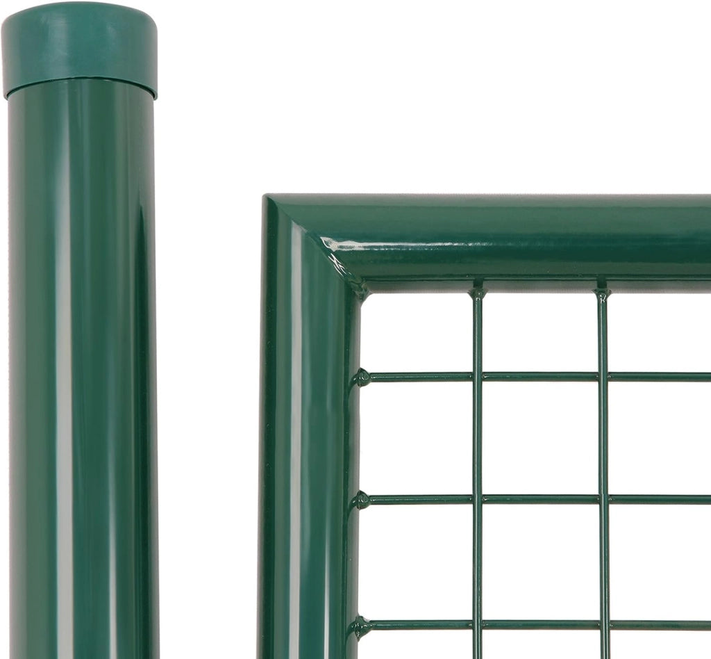SONGMICS Cancello da Giardino, Cancelletto da Giardino, Acciaio Zincato con Serratura, Porta di 87 x 90 cm, Cancello per Recinzione, 106 x 90 cm (L x H), Verde GGD150G