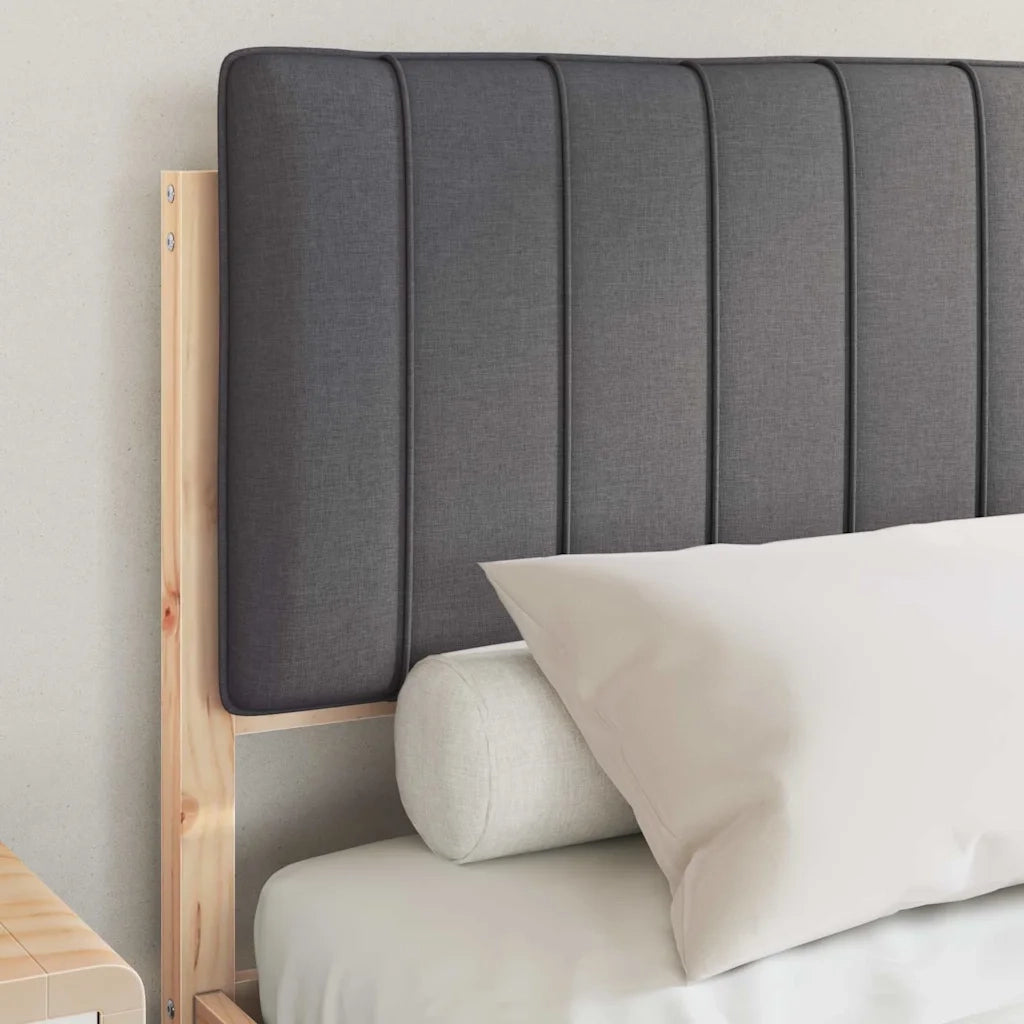 Letto con Testiera Rivestita Grigio scuro 140 x 200 cm