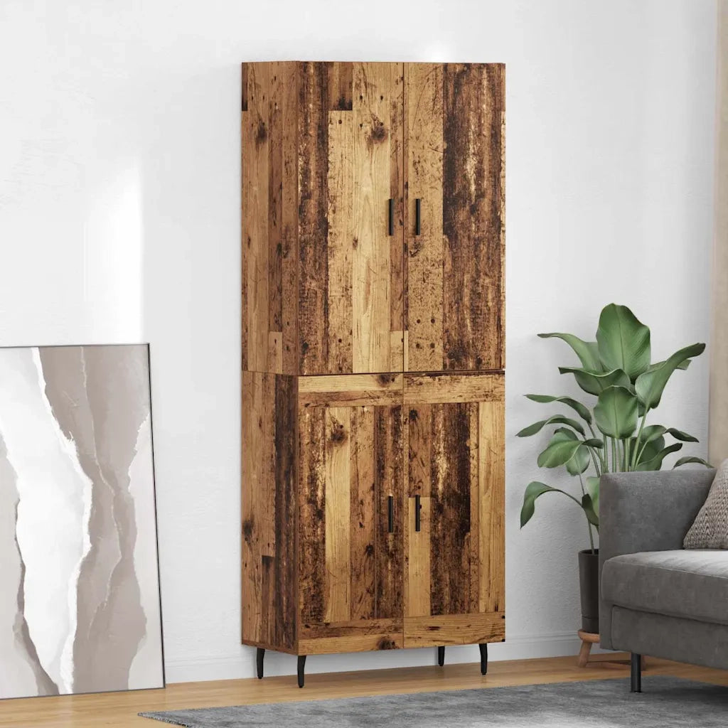 Credenza 2 pcs Legno vecchio Legno Stratificato e Vetro