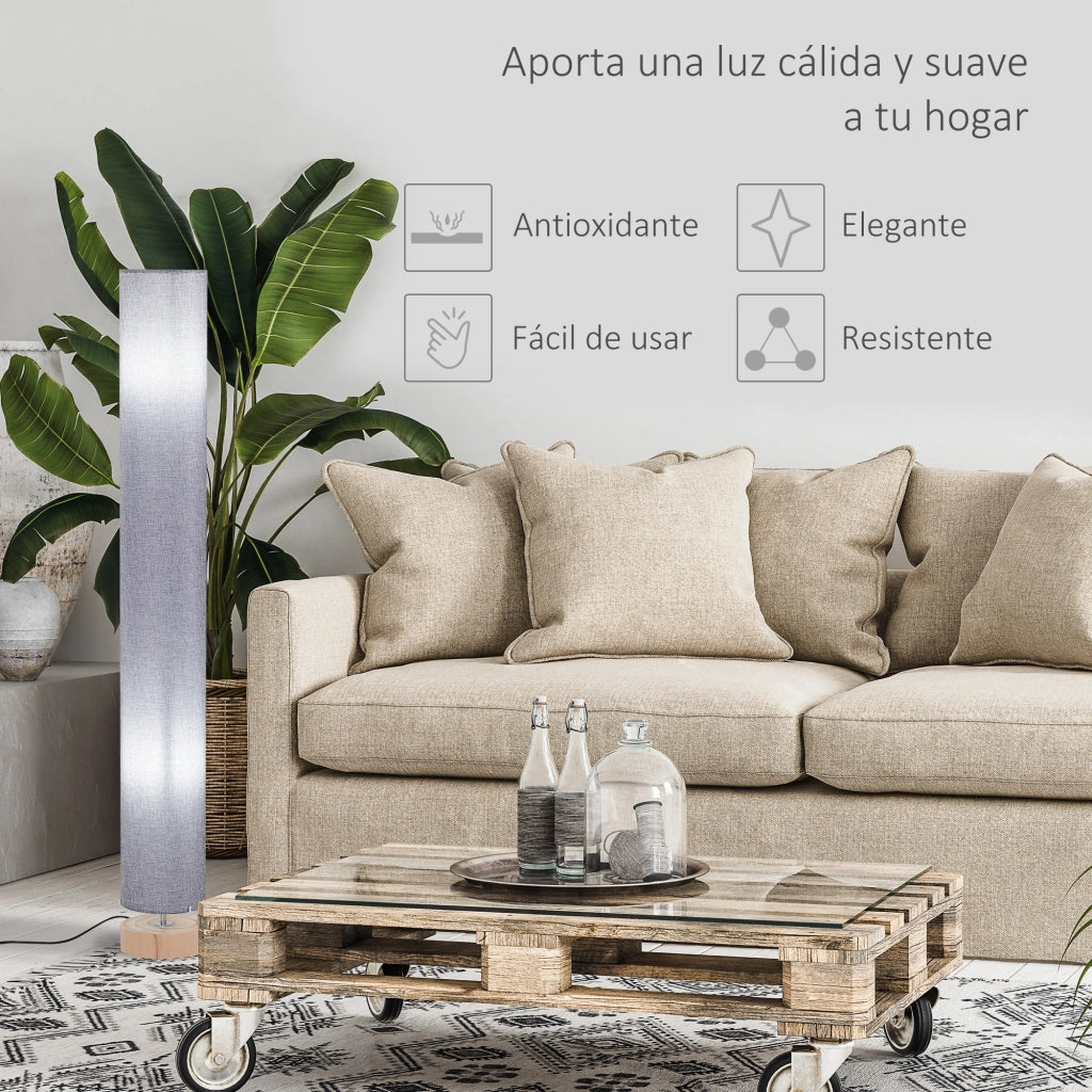 Lampada da terra per soggiorno ¨C zephmum ¨C grigio, metallo, lino, ?15x120 cm
