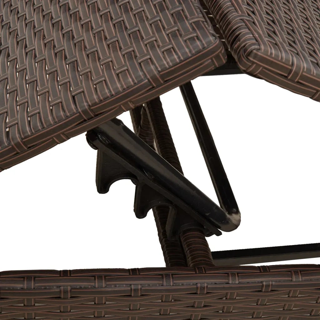 Lettino Prendisole con Cuscino Marrone in Polyrattan 4002702