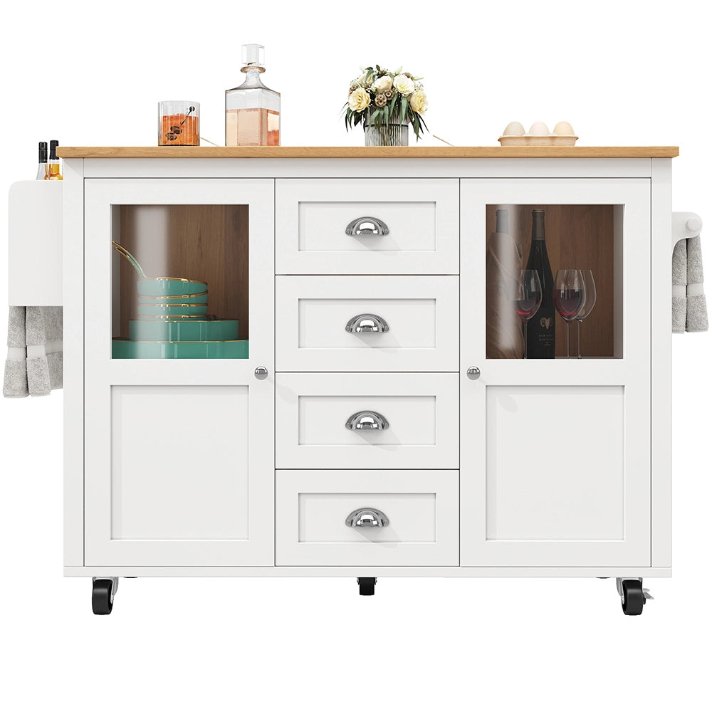 Isola cucina - Xylo - 120x73x93cm 2 porte 4 cassetti bianco/nero