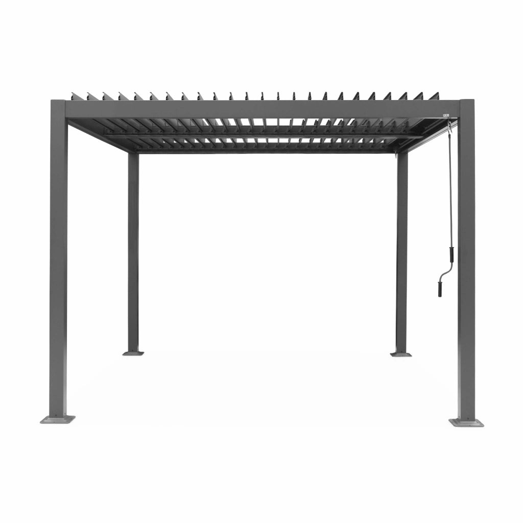 Pergola bioclimatica 3x3m in alluminio e acciaio, lamelle orientabili,