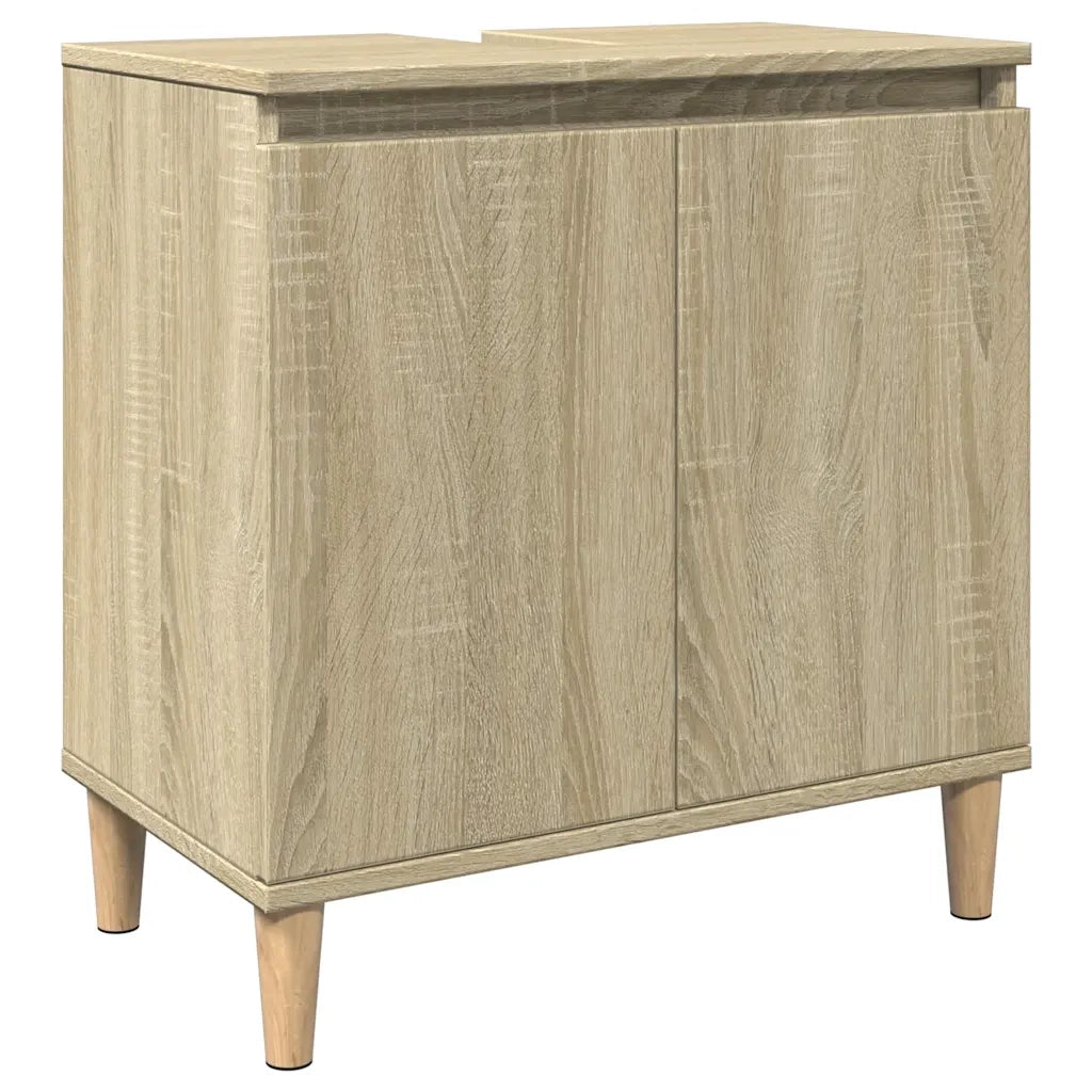 Set Mobili da Bagno 3 pz Rovere Sonoma in Legno Multistrato