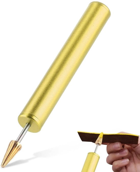 Applicatore con bordo in pelle - Applicatore con rotolino di bordo - Strumento per l'incisione - Materiale per la verniciatura - Penna per verniciatura con bordo in pelle - Cassetta in lega - Verniciatura di bordo