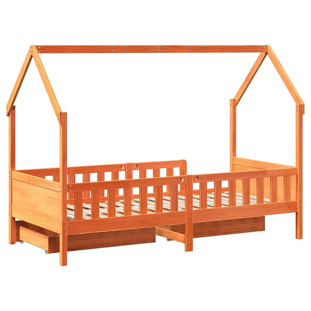 vidaXL Giroletto Bambini con Cassetti 90x200 cm Legno Massello di Pino