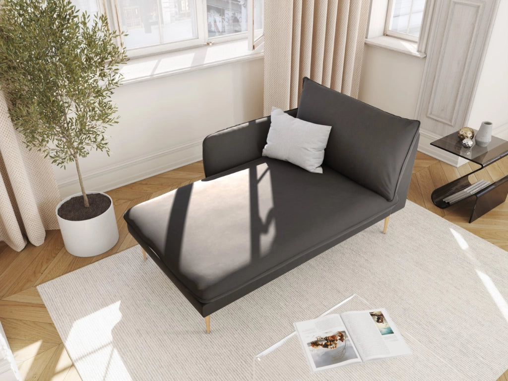 Cosmopolitan Design - Chaise longue sinistra "Vienna" in velluto grigio scuro 