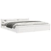 Letto matrimoniale | Letto per adulti | Giroletto Bianco in Legno Massello 180x200 cm Super King