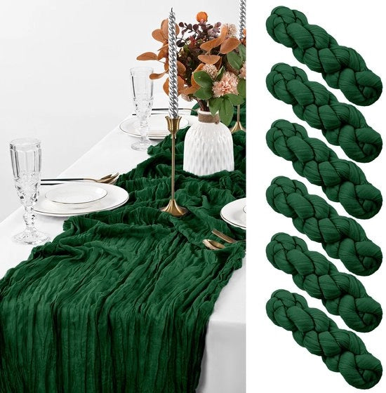 Set di 6 tovaglioli da formaggio, tovagliolo da formaggio in tessuto di cotone, 90x300cm, tovagliolo da formaggio in tessuto di cotone con motivi boho, tovagliolo da formaggio da matrimonio, compleanno (verde scuro)