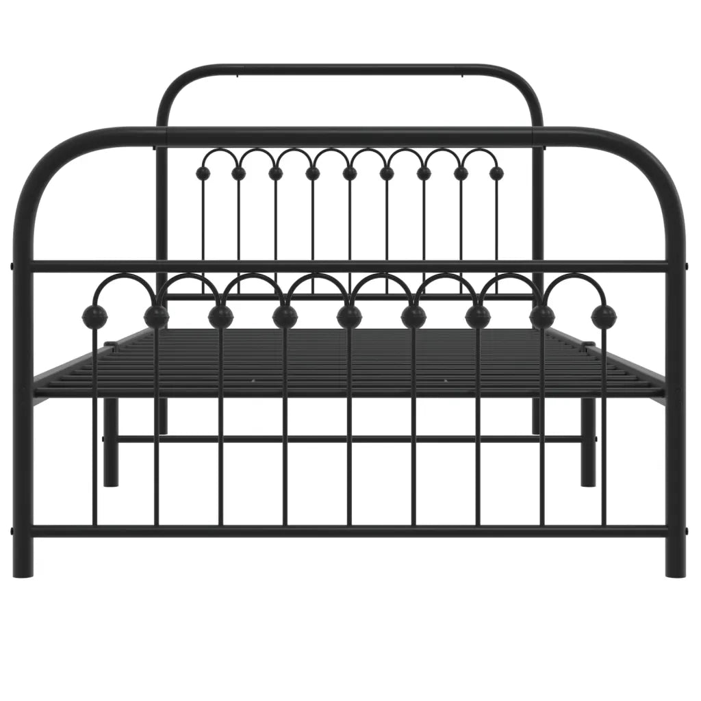 Giroletto con Testiera e Pediera Metallo Nero 100x190 cm 376612