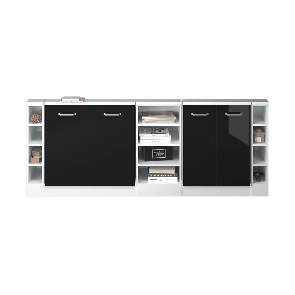 Set di mobili sottotetto Rion Nero lucido/Bianco Set di 5 Vicco