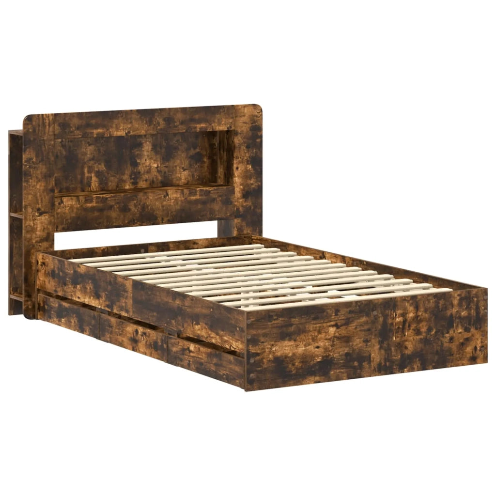 Telaio del letto con storage Rovere Fumo 120 x 190 cm