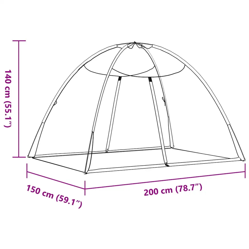 vidaXL Zanzariera Mongolia con Porte 220 Rete Bianco 200x150x140 cm