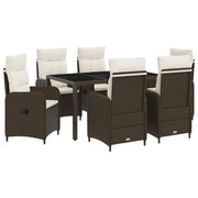 Set da pranzo per esterni 7 pcs Marrone e Bianco Crema 3422315