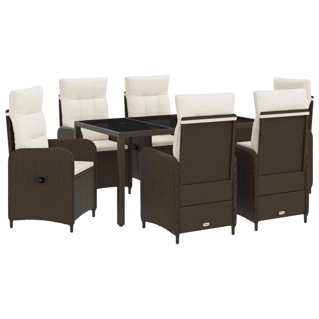 Set da pranzo per esterni 7 pz Marrone e Bianco Crema 3422315