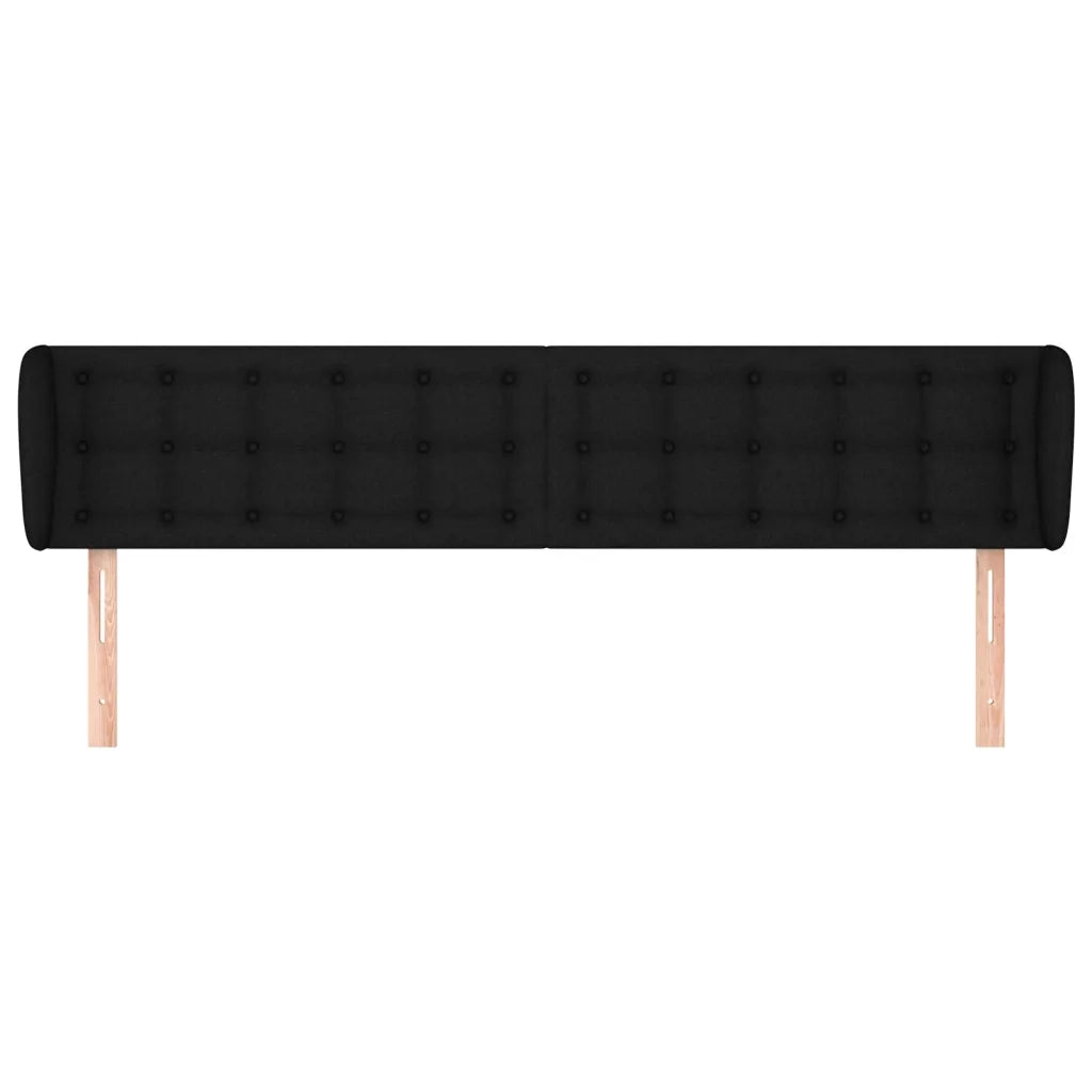 Testiera | Testata ad Orecchio Nera 203x23x78/88 cm in Tessuto