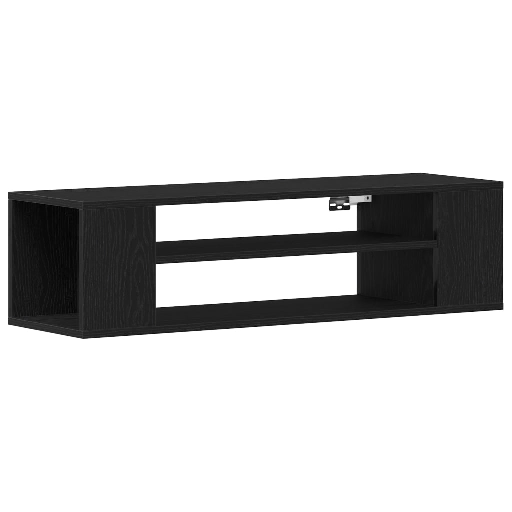 Mobile TV da parete  Nero Rovere 100x30x26,5 cm in legno ingegnerizzato