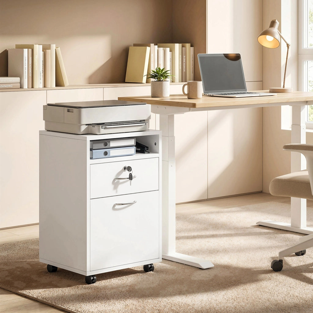 Cassettiera da Ufficio con Serratura ¨C Zephmum ¨C Bianco 40x35x60 cm