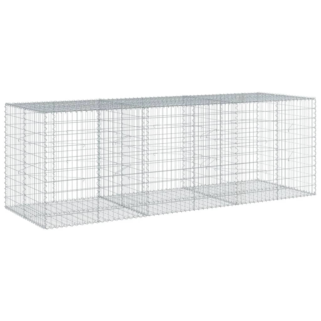 Gabbione recinto a gabbia muro di contenimento con coperchio 300 x 100 x 100 cm ferro zincato argento 02_0040149
