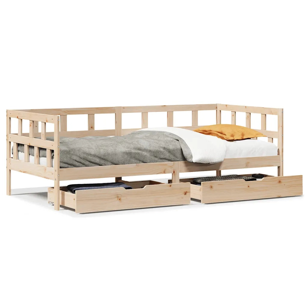 Dormeuse con Cassetti 80x200 cm in Legno Massello di Pino