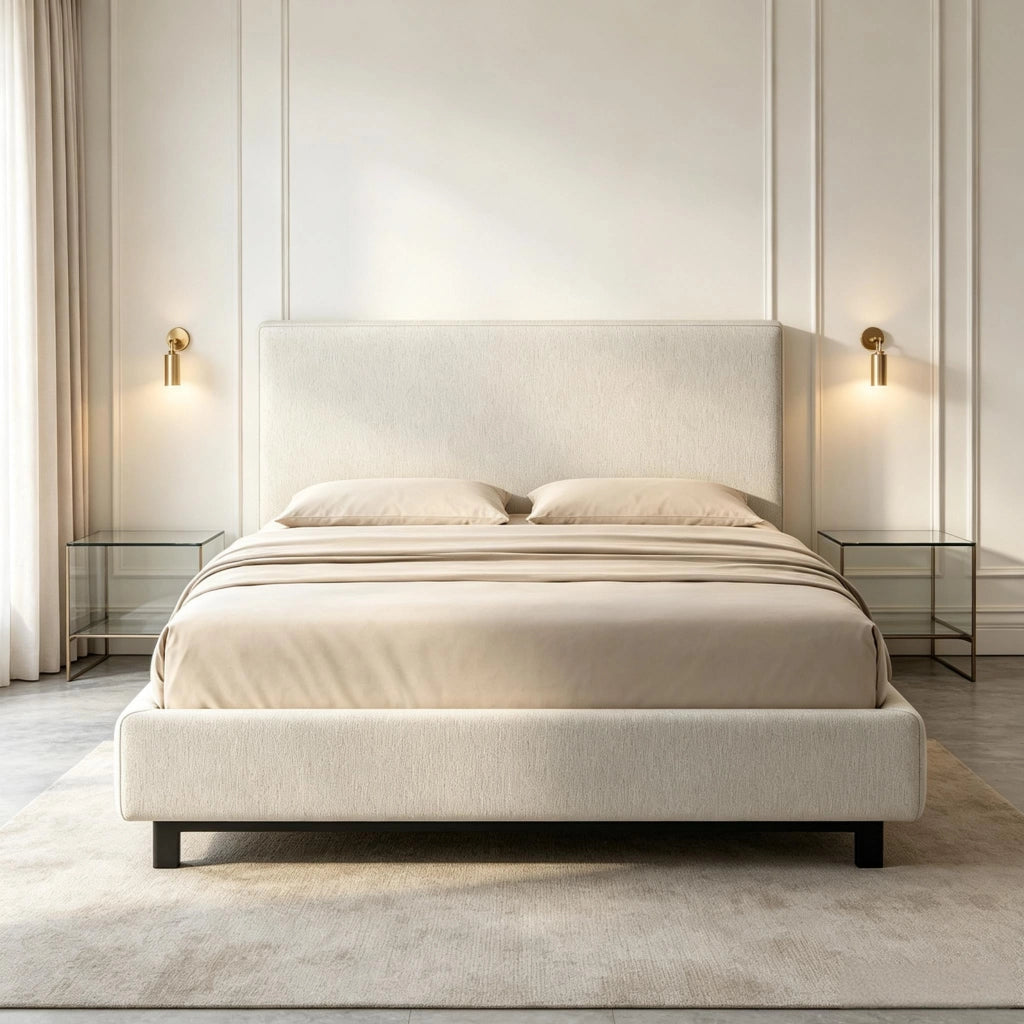 TESTIERA LETTO RIMOVIBILE IMBOTTITA 140 x 60 cm CREMA DA PARETE