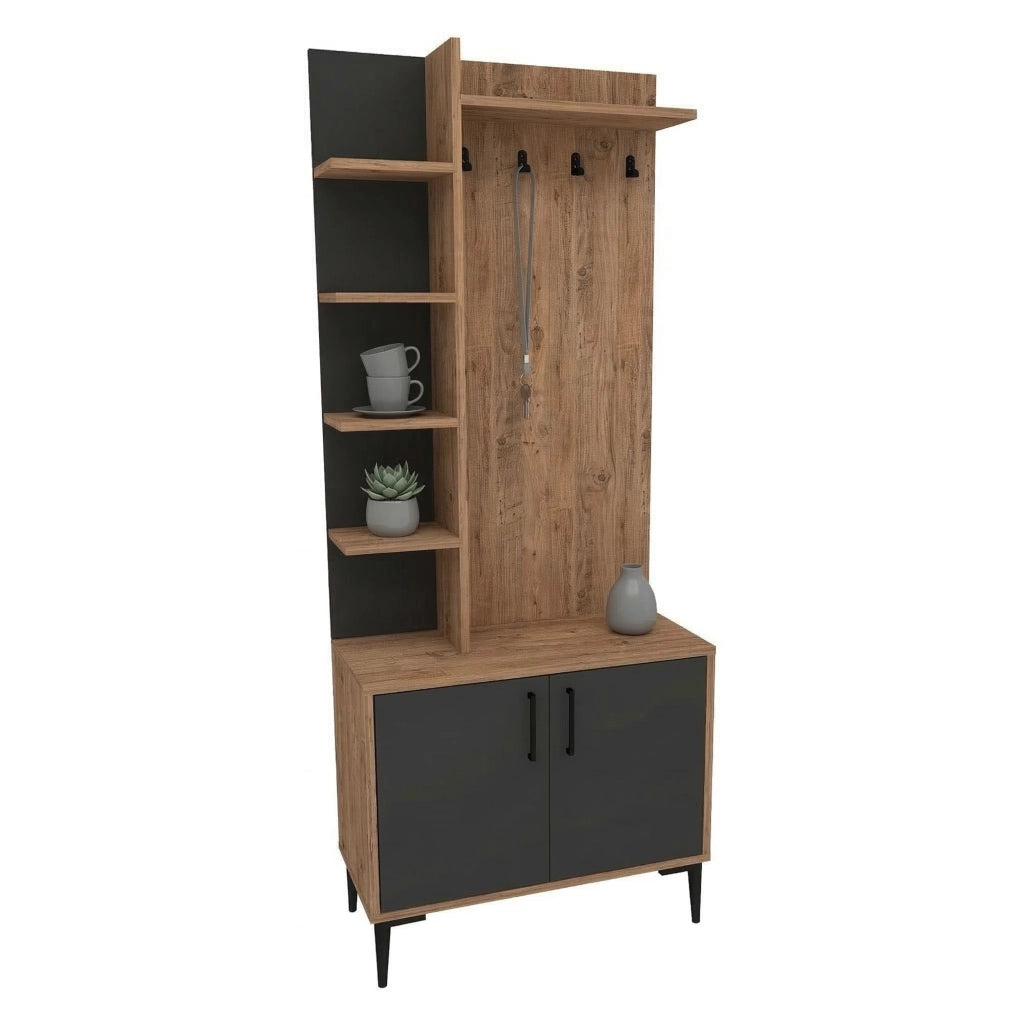 Formigaro, Mobile da Ingresso 6 Paia, 74x33x183h cm Marrone Rovere Nodi