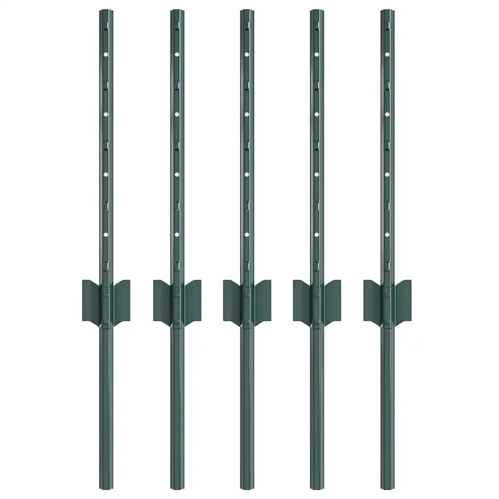 Palo della recinzione 5 pcs Verde 80 cm Acciaio 42006258