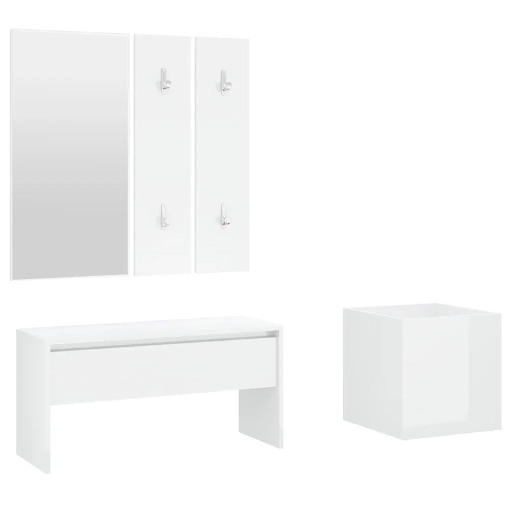 Set di Mobili da Corridoio Bianco Lucido in Legno Multistrato 3082059
