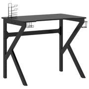 Scrivania tavolo postazione di lavoro mobile per computer studio per computer scrivania da gioco con gambe a K 90 x 60 x 75 cm nero 02_0023770