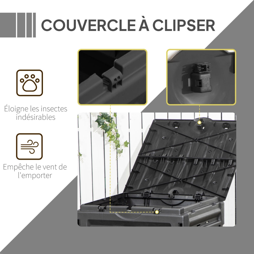Compostatore 450 L per Giardino ¨C zephmum ¨C Nero 69x71x103 cm