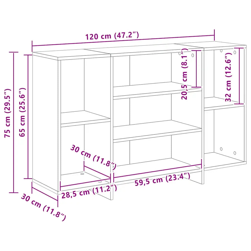 Credenza Grigio Cemento 120x30x75 cm in Truciolato 809624