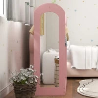 Appendiabiti per Bambini con Ripiani, Scatole e Specchio in Legno, Rosa