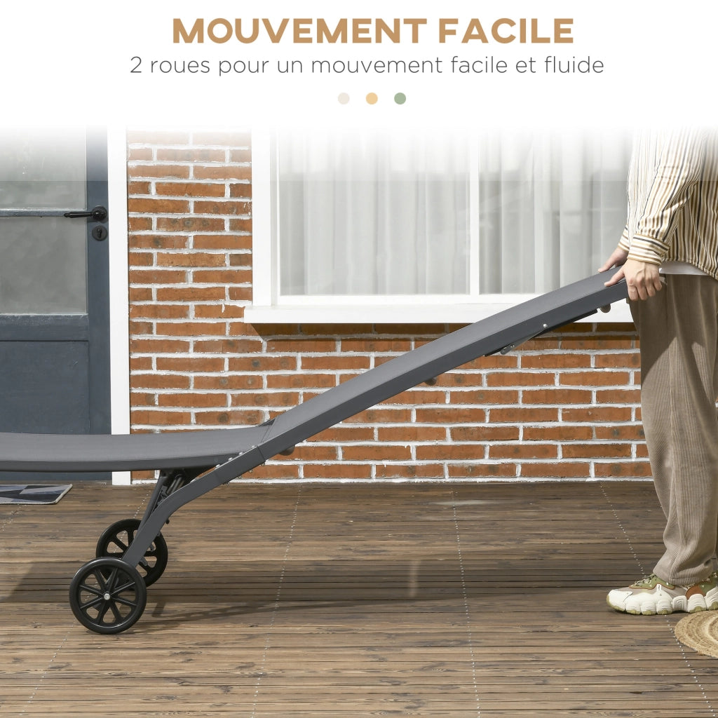 Lettino da sole pieghevole in alluminio con textilene ¨C zephmum ¨C 2 pezzi grigio scuro