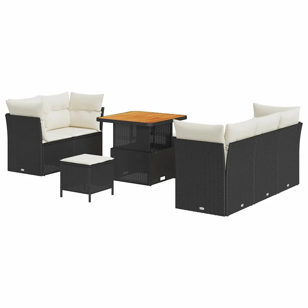 Set Divano da Giardino 8 pcs Nero polyrattan 3361425