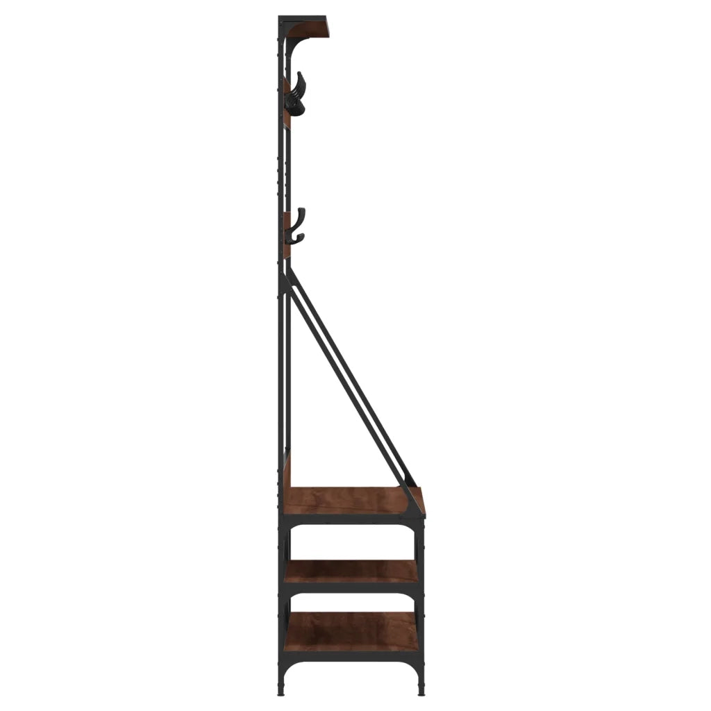 Appendiabiti con Porta Scarpe-Scarpiera con Appendiabiti Rovere Marrone 80x40x184 cm