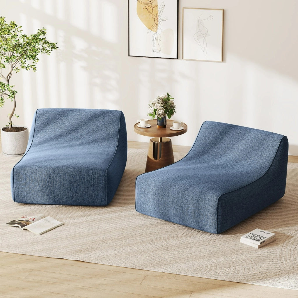 Divano pigro ergonomico con copertura rimovibile e base antiscivolo, Poltrona lounge gonfiabile a forma di L per soggiorno Blu