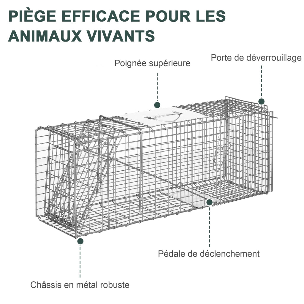 Gabbia da cattura pieghevole per piccoli animali ¨C zephmum ¨C grigio 81x26x34.5 cm
