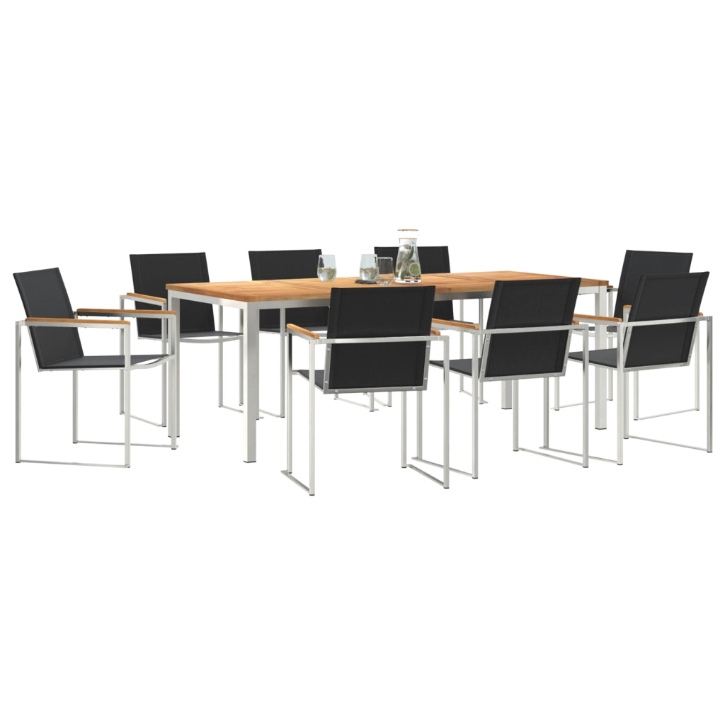 Set da pranzo da giardino  in legno massello di teak, 9 pezzi