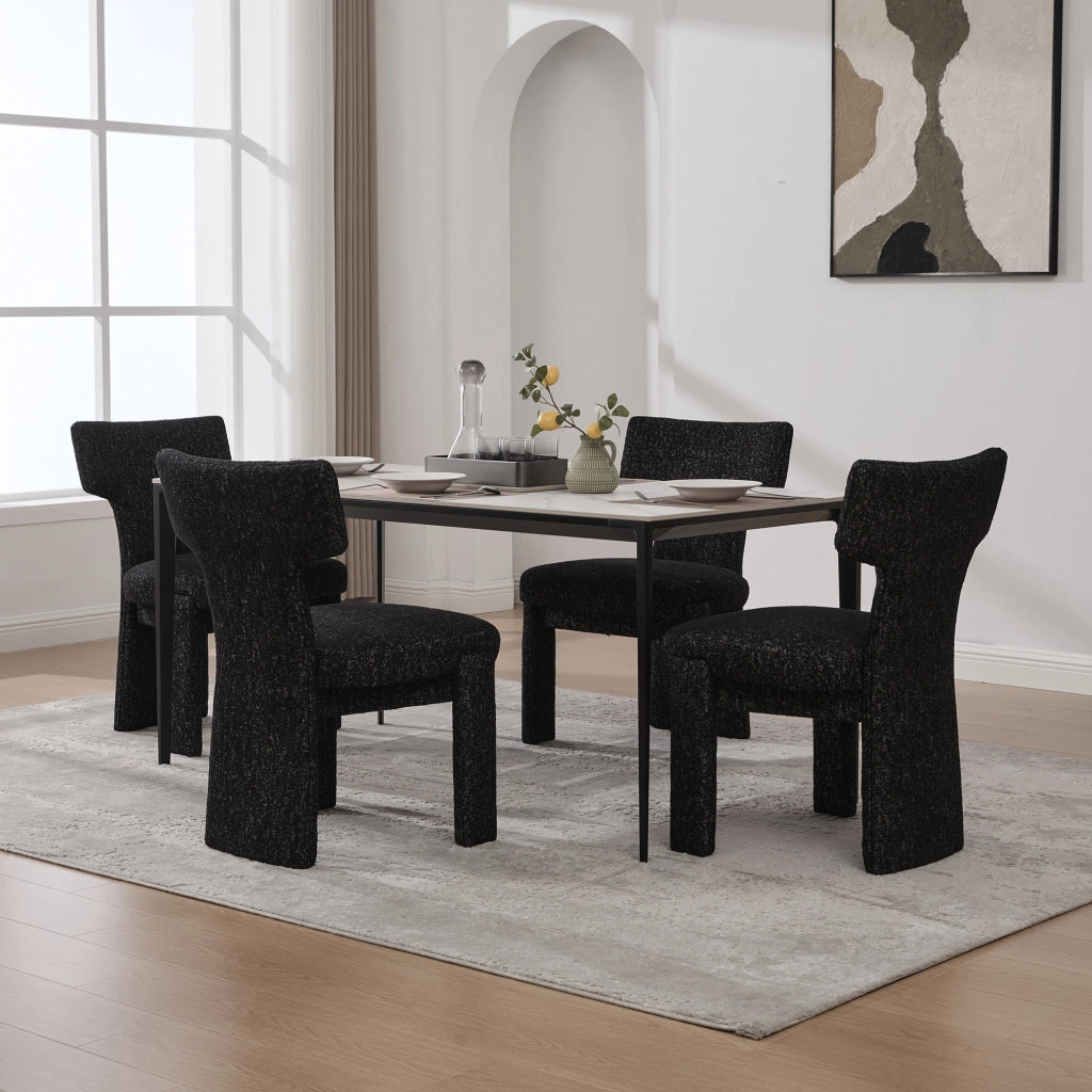 Poltrona Accent in Tessuto Chenille senza Braccioli ¨C MINIMAL ¨C Grigio Nero, Gambe in Legno