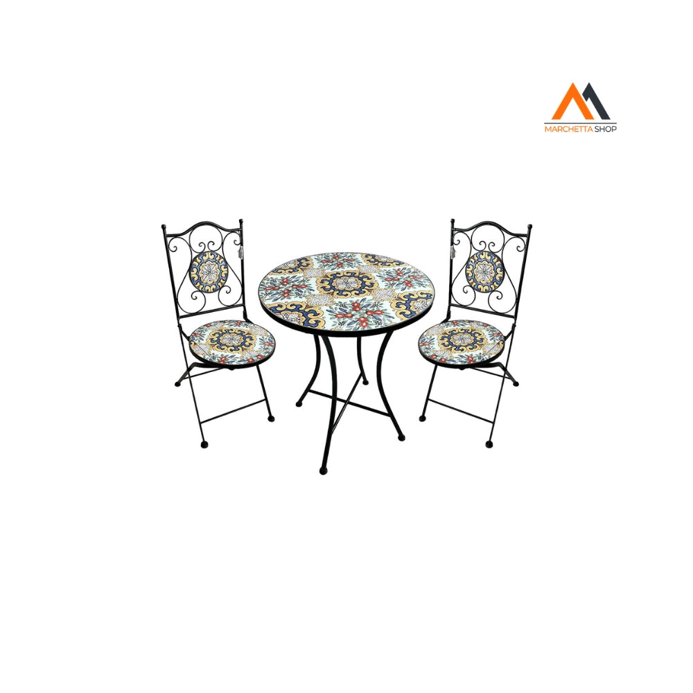 SET TAVOLO MOSAICO DA ESTERNO 'FIORARTE' Ø cm 60 x h.75 (tav