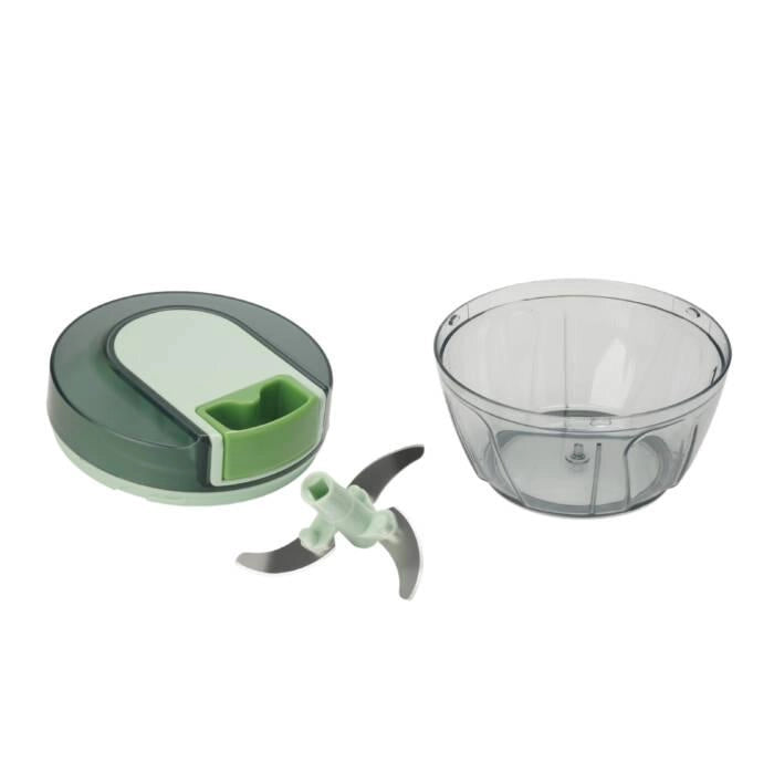 Tritatutto manuale a corda, contenitore 400ml trasparente, 3 lame acciaio inox 420, picadoras verdure cucina - SOGO