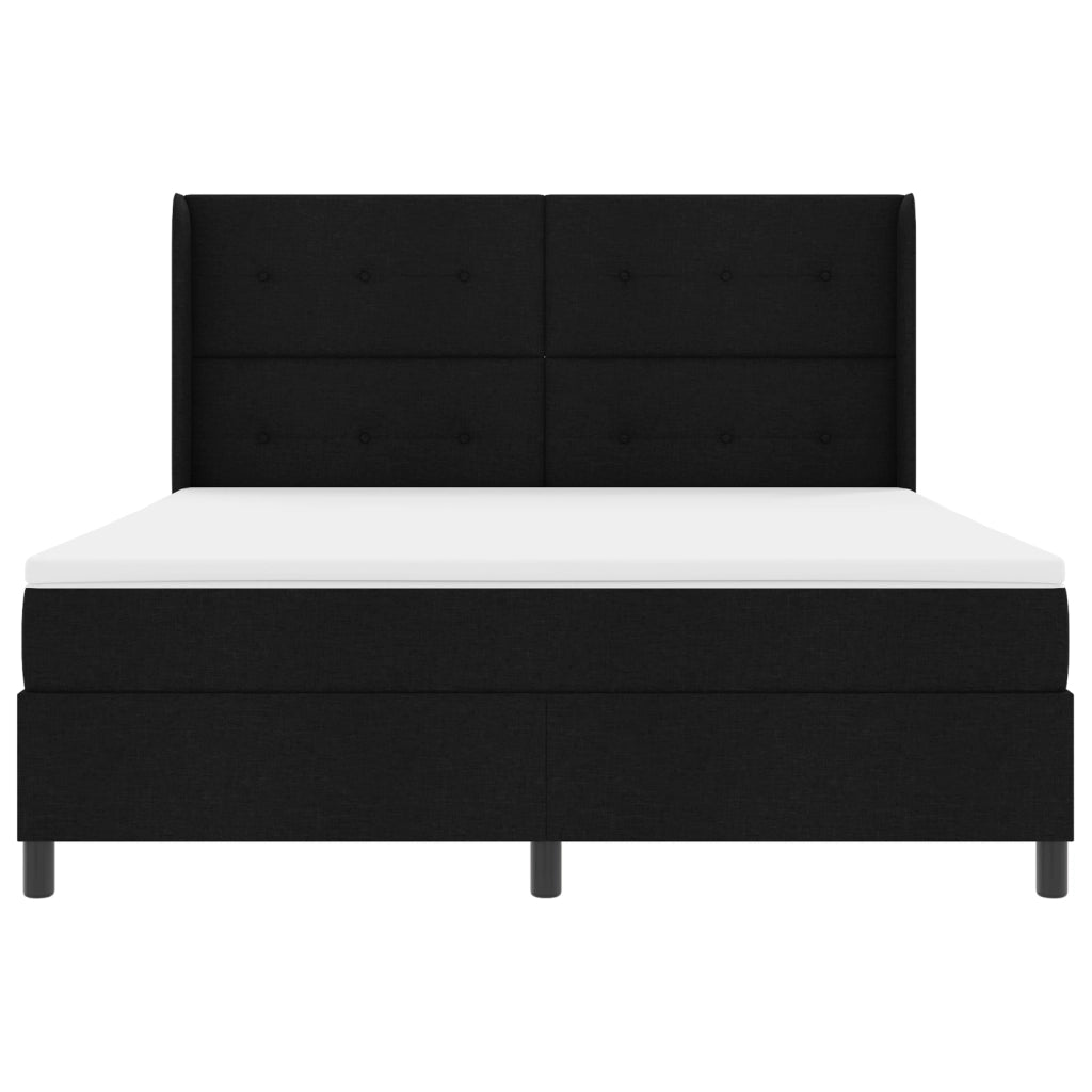 Letto Box Spring con Materasso Nero 180x200 cm in Tessuto