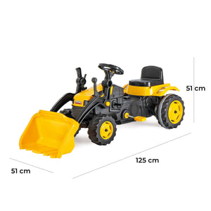 Ruspa per Bambini a Pedali con Pala di carico Gialla