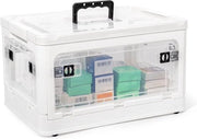 Scatola di archiviazione trasparente con coperchio, 25 litri, scatola di farmaci, scatole di archiviazione, cassetti, scatola di plastica trasparente (bianca)