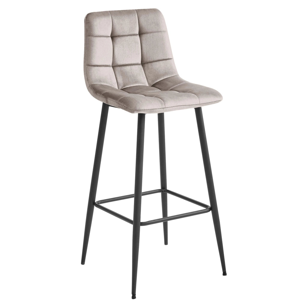 Sgabello da bar VALORA TEOTO - Velluto beige scuro con gambe nere x 4