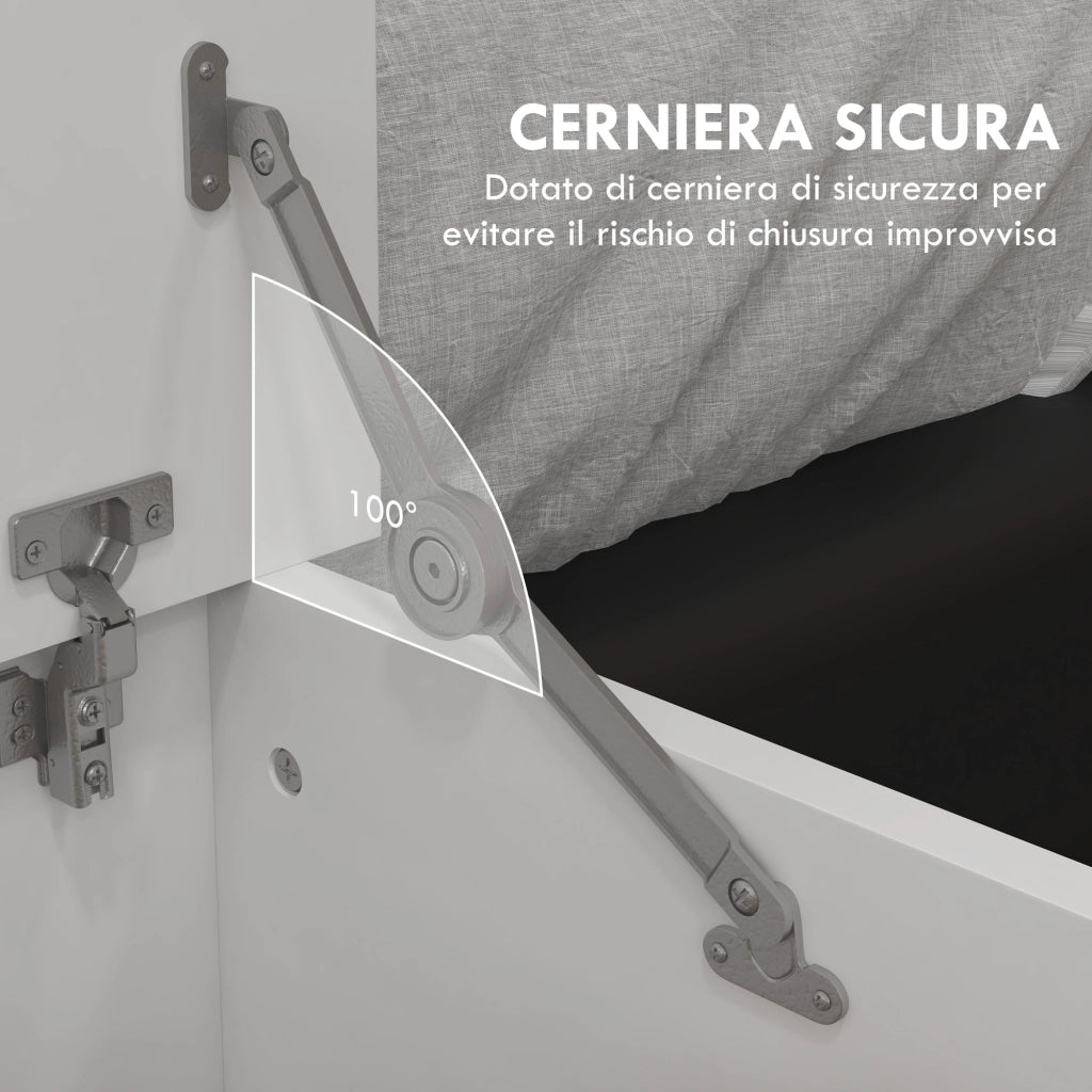 Panca Contenitore Multiuso in Legno per Camera e Ingresso, 80x40x40 cm, Bianco